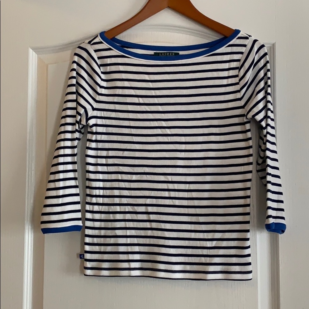 Navy/white striped Lauren by Ralph Lauren